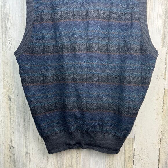 VINTAGE SEGRETO 100% MARINO WOOL PATTERN VEST SIZE LARGE MADE IN ITALY - Picture 6 of 10